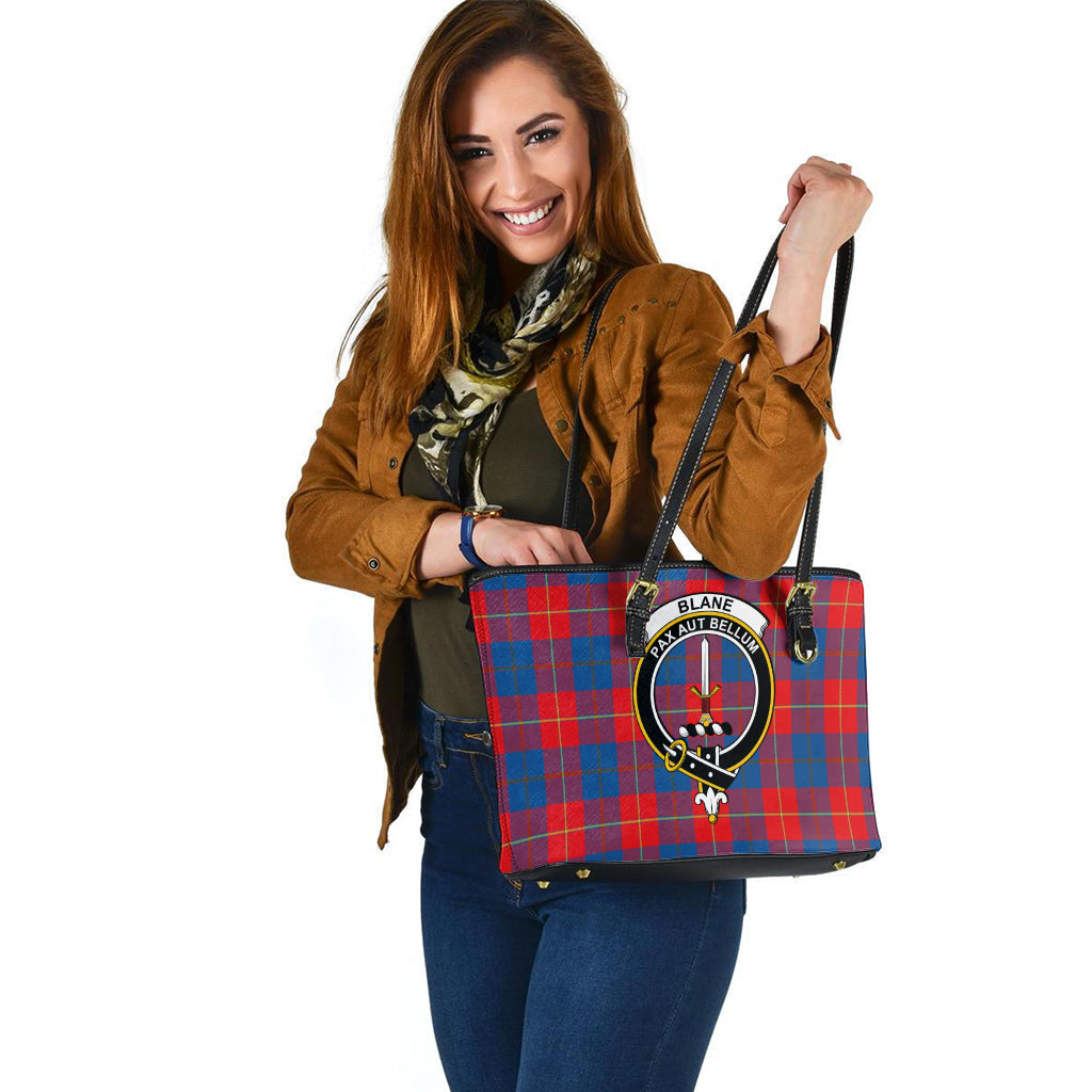 Blane Tartan Leather Tote Bag with Family Crest - Tartan Vibes Clothing
