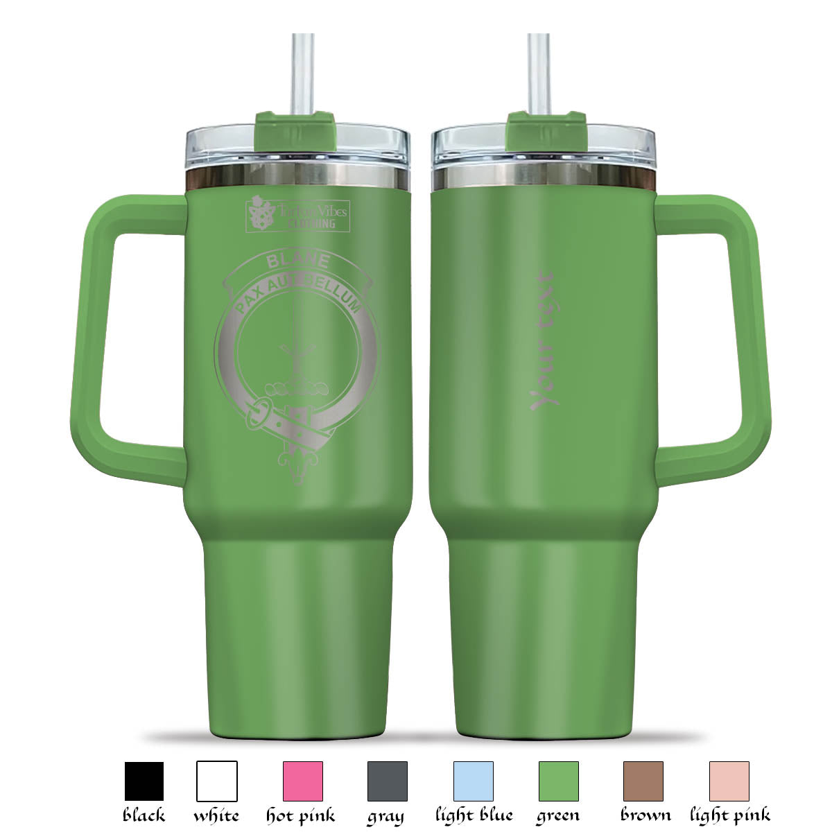 Blane Clan Crest Engraved Tumbler with Handle - 2D-tartanvibesclothing