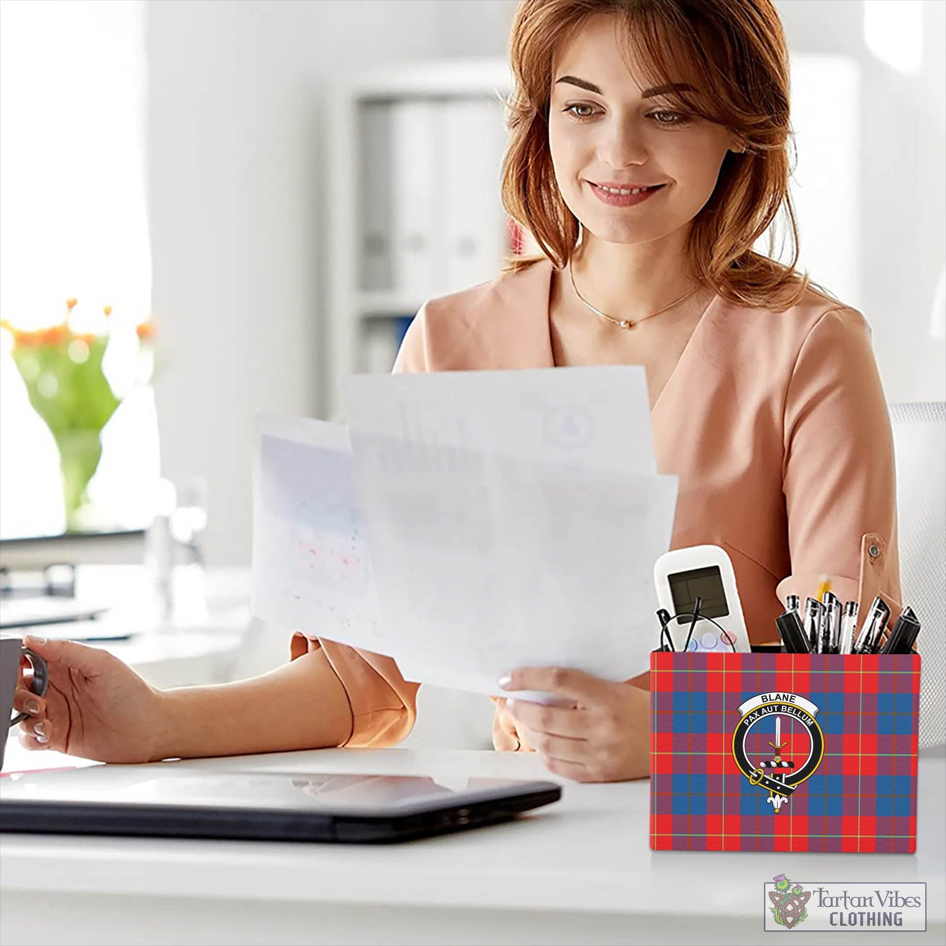 Blane Tartan Pen Holder with Family Crest - Tartan Vibes Clothing