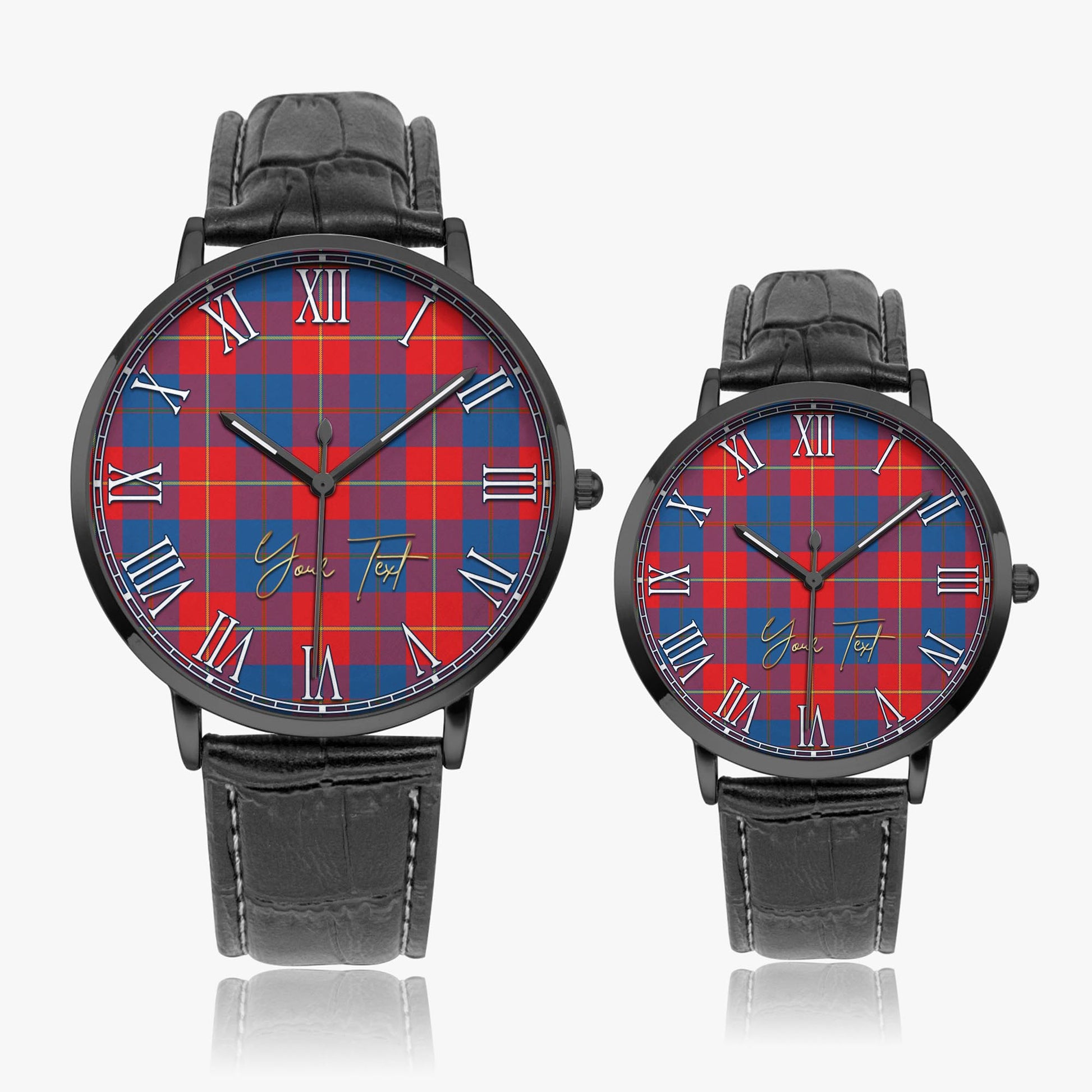 Blane Tartan Personalized Your Text Leather Trap Quartz Watch - Tartan Vibes Clothing
