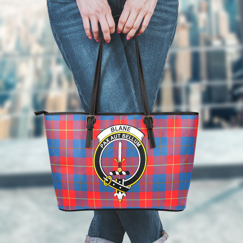 Blane Tartan Leather Tote Bag with Family Crest - Tartan Vibes Clothing