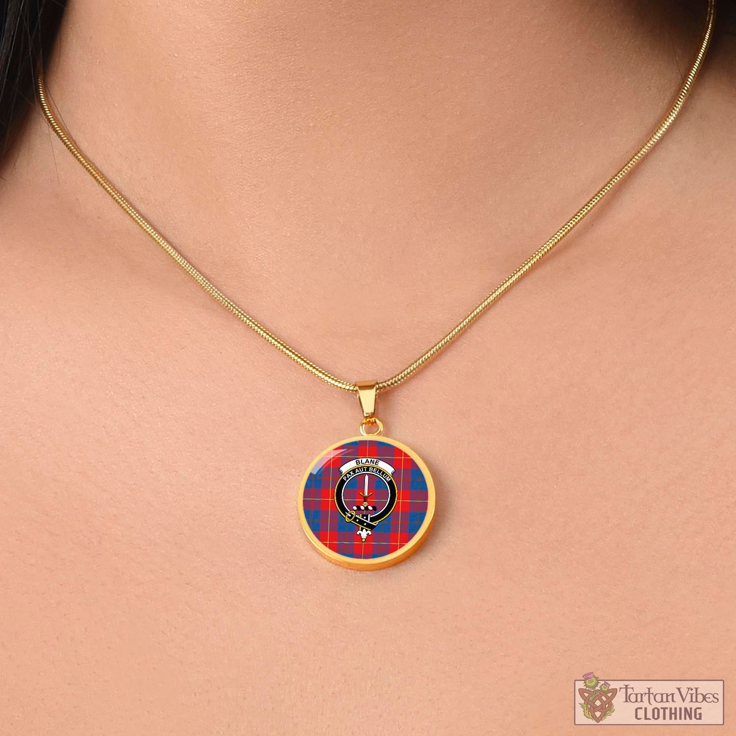 Blane Tartan Circle Necklace with Family Crest - Tartan Vibes Clothing