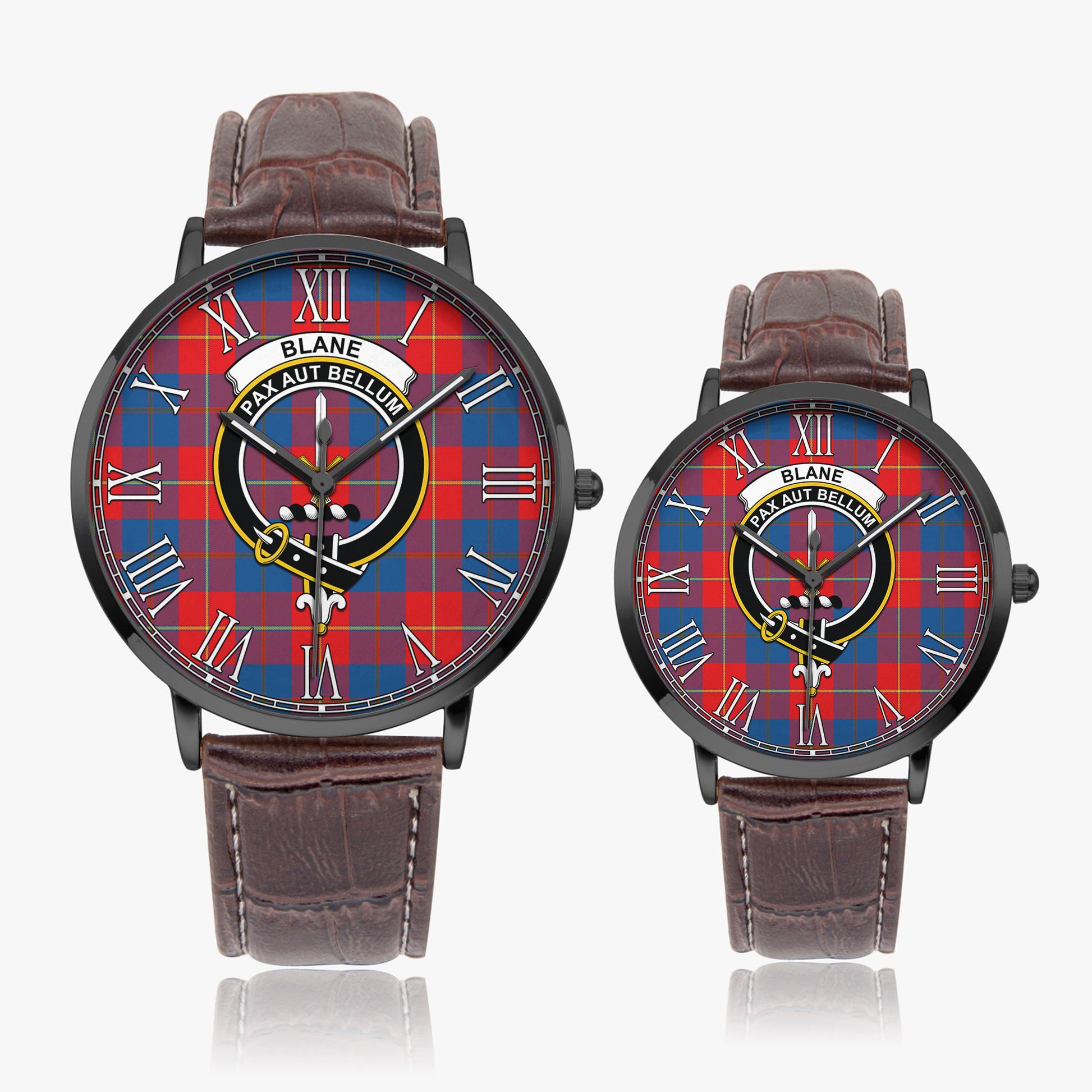 Blane Tartan Family Crest Leather Strap Quartz Watch - Tartan Vibes Clothing