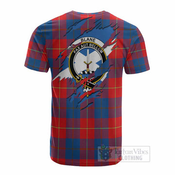 Blane Clan Crest In Me Tartan Cotton T-shirt Scotland Flag Style