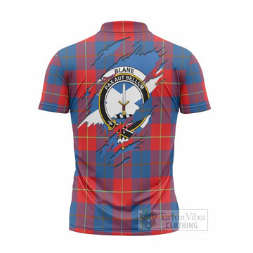 Blane Clan Crest In Me Tartan Zipper Polo Shirt Scotland Flag Style