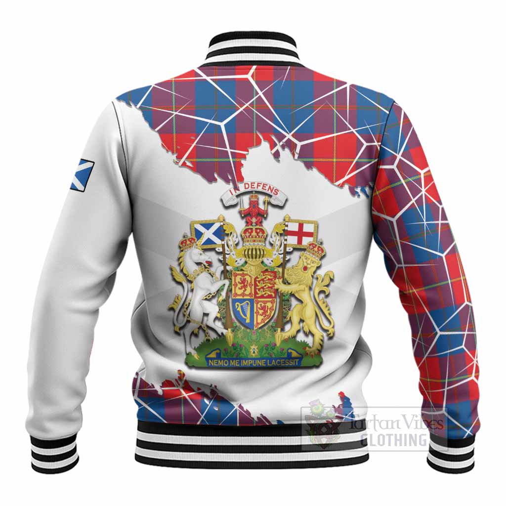 Blane Tartan Baseball Jacket with Family Crest and Lion Rampant Grunge Style