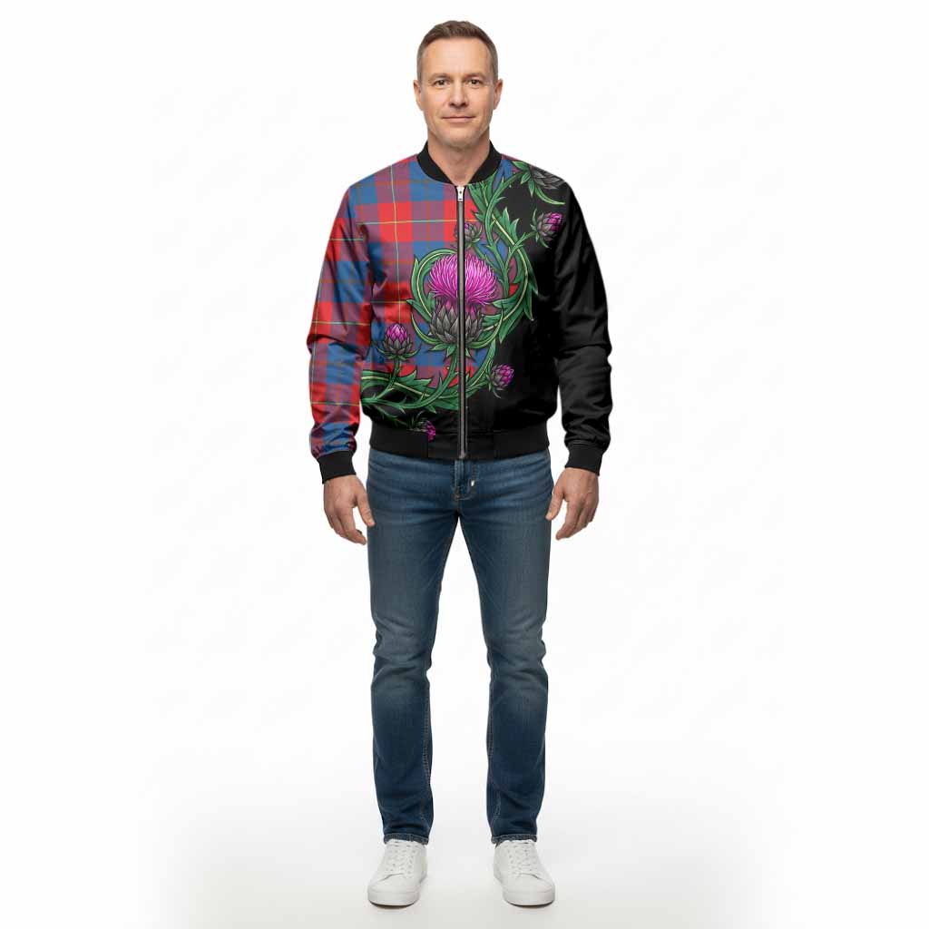 Blane Tartan Bomber Jacket Resilient Scottish Thistle - Tartan Vibes Clothing