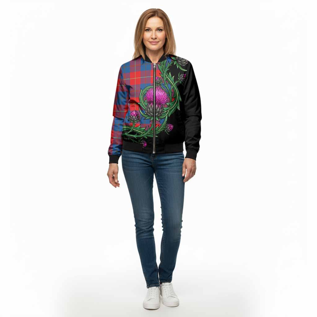 Blane Tartan Bomber Jacket Resilient Scottish Thistle - Tartan Vibes Clothing