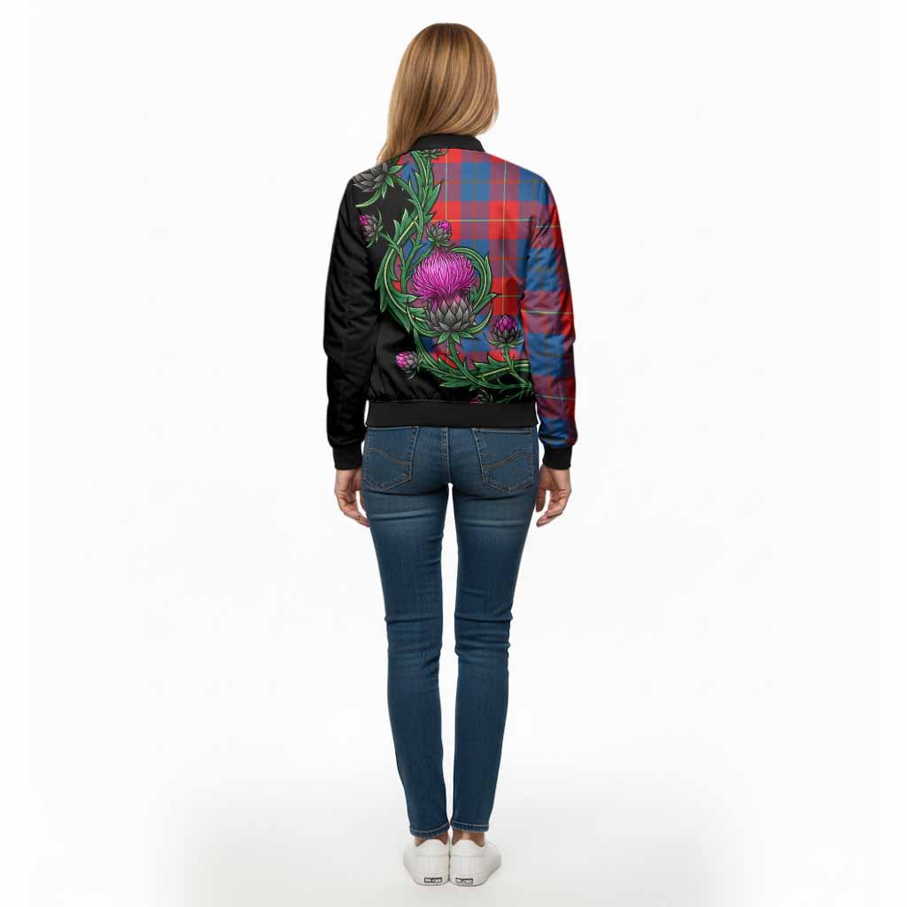 Blane Tartan Bomber Jacket Resilient Scottish Thistle - Tartan Vibes Clothing