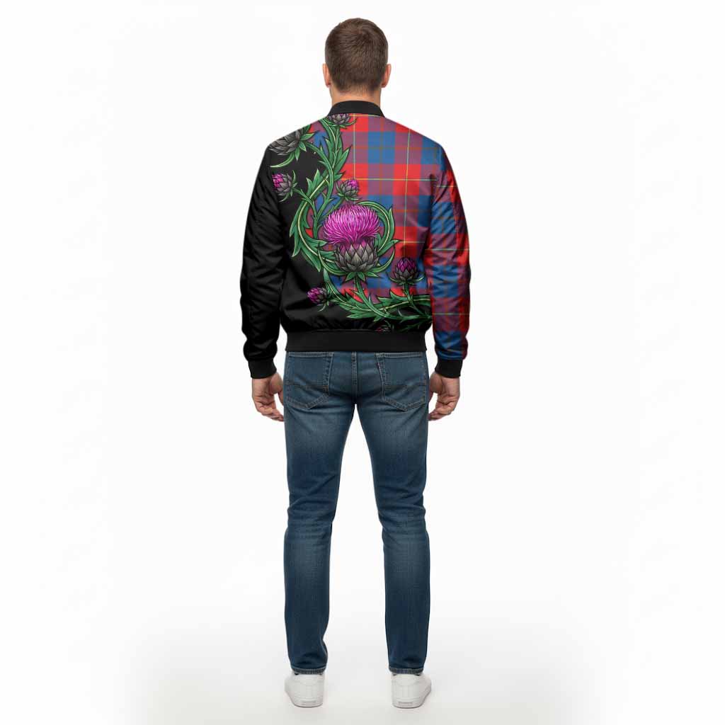 Blane Tartan Bomber Jacket Resilient Scottish Thistle - Tartan Vibes Clothing