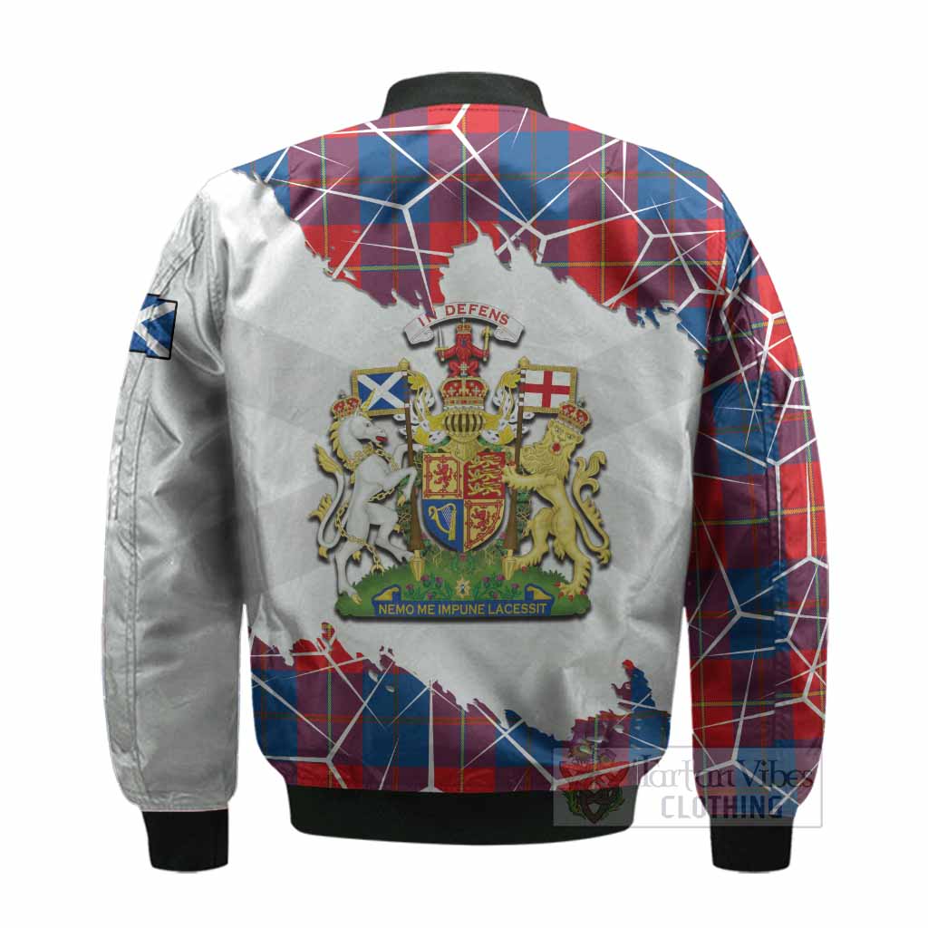 Blane Tartan Bomber Jacket with Family Crest and Lion Rampant Grunge Style