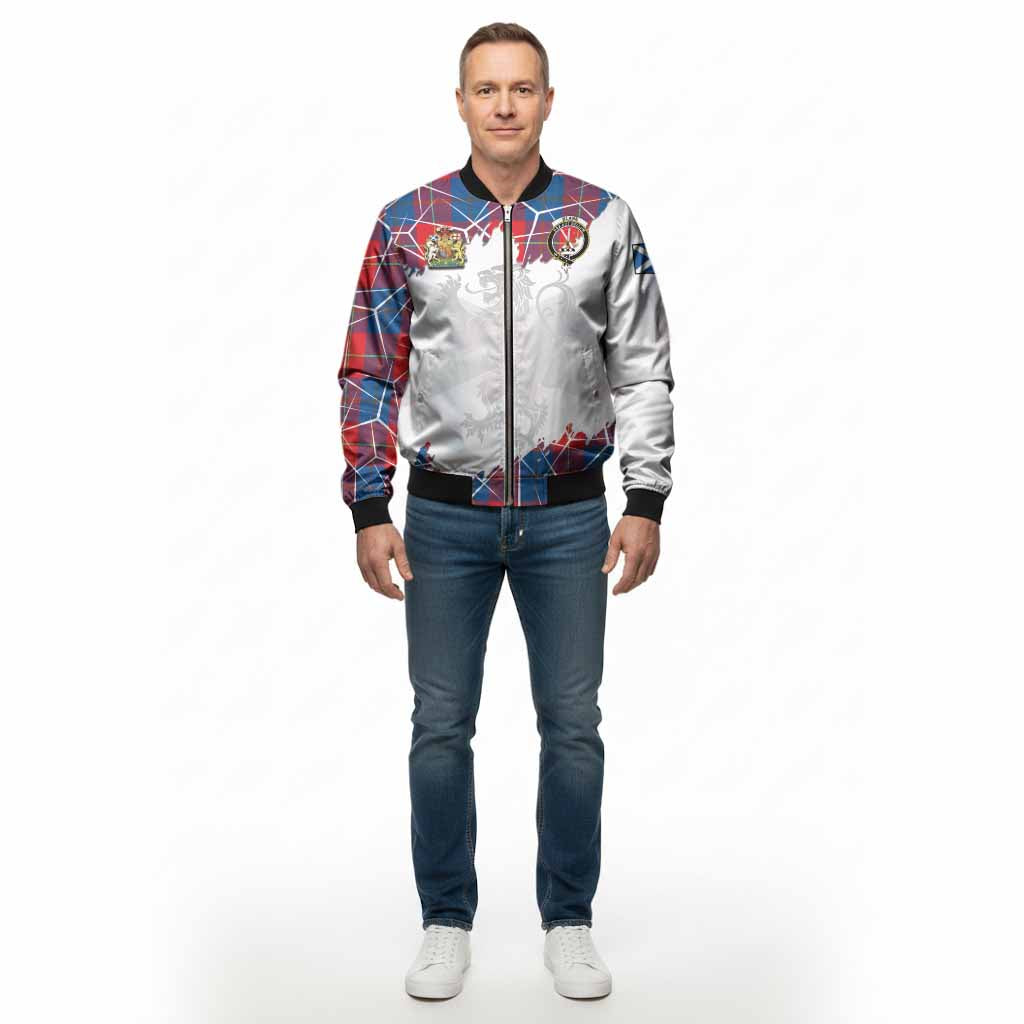 Blane Tartan Bomber Jacket with Family Crest and Lion Rampant Grunge Style