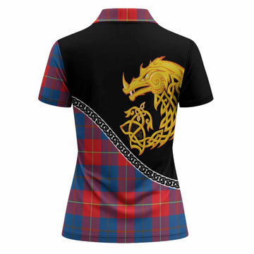 Blane Tartan Crest Women Polo Shirt Legendary Dragon Knot Half Style