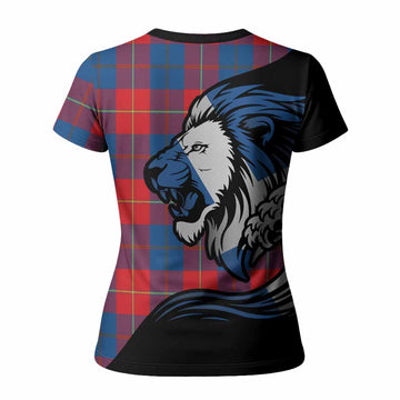 Blane Tartan Crest Women T shirt Scottish Golden Lions Wave Flow