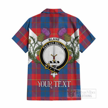 Blane Tartan Family Crest Cotton Hawaiian Shirt Scottish Burns Night Thistle Floral