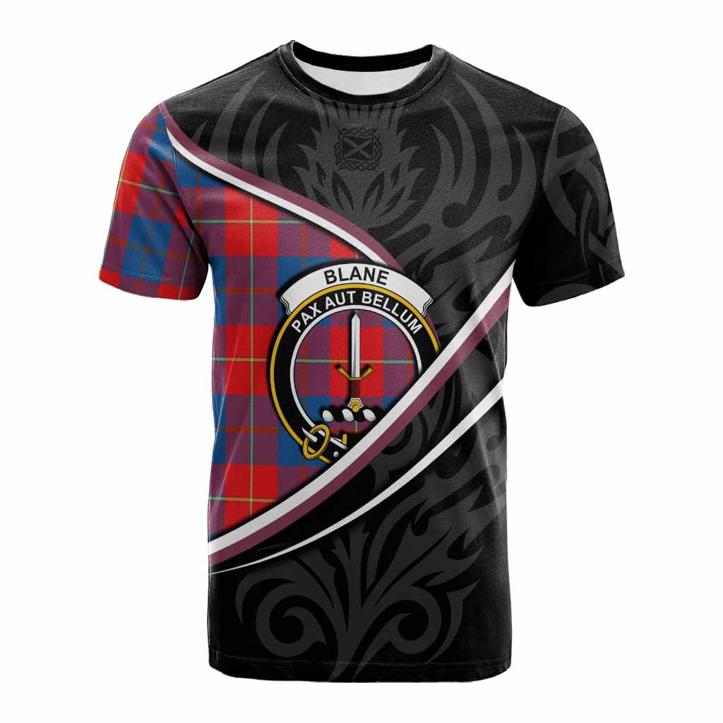 Blane Tartan Family Crest Cotton T-shirt Celtic Scottish Thistle Floral - Tartan Vibes Clothing