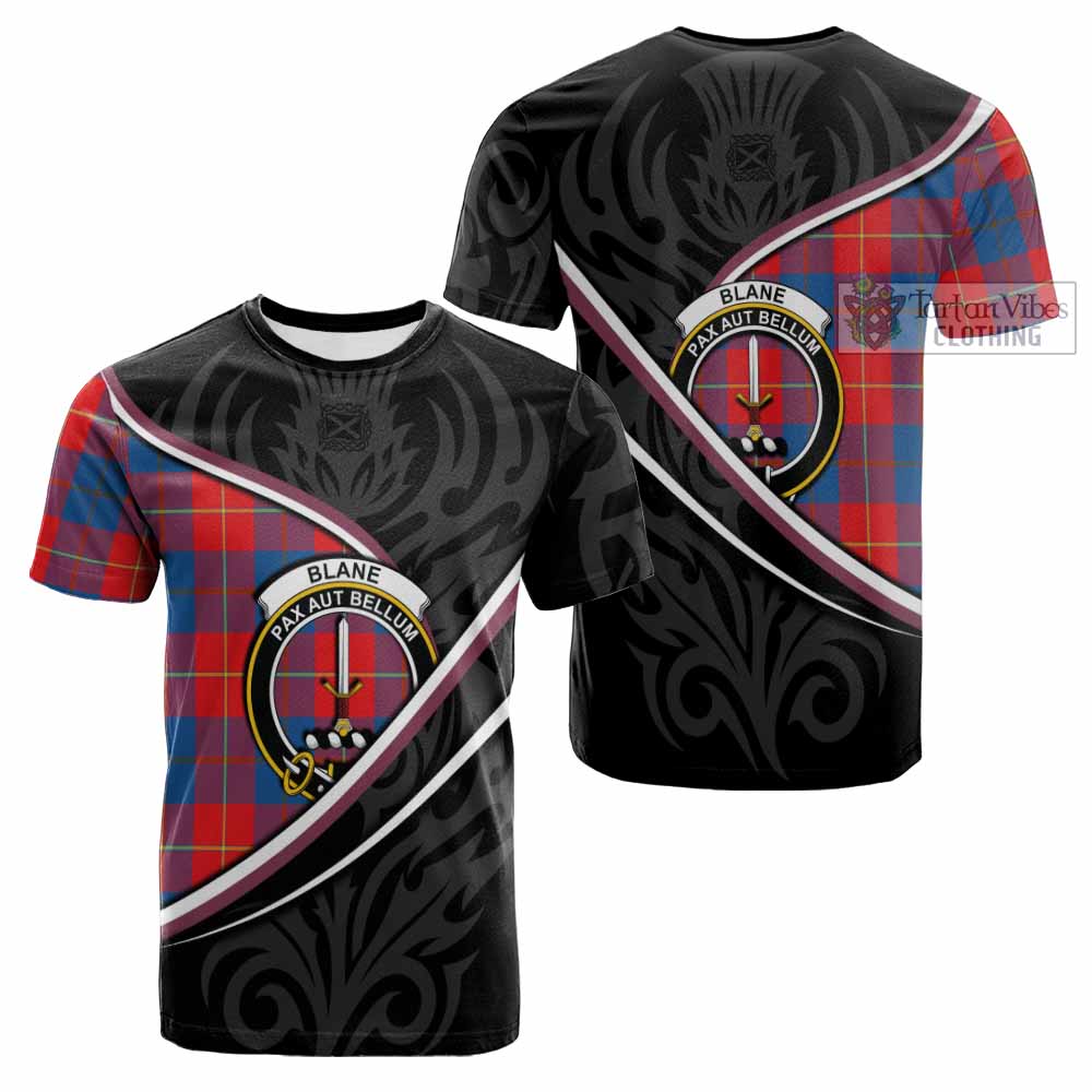 Blane Tartan Family Crest Cotton T-shirt Celtic Scottish Thistle Floral - Tartan Vibes Clothing