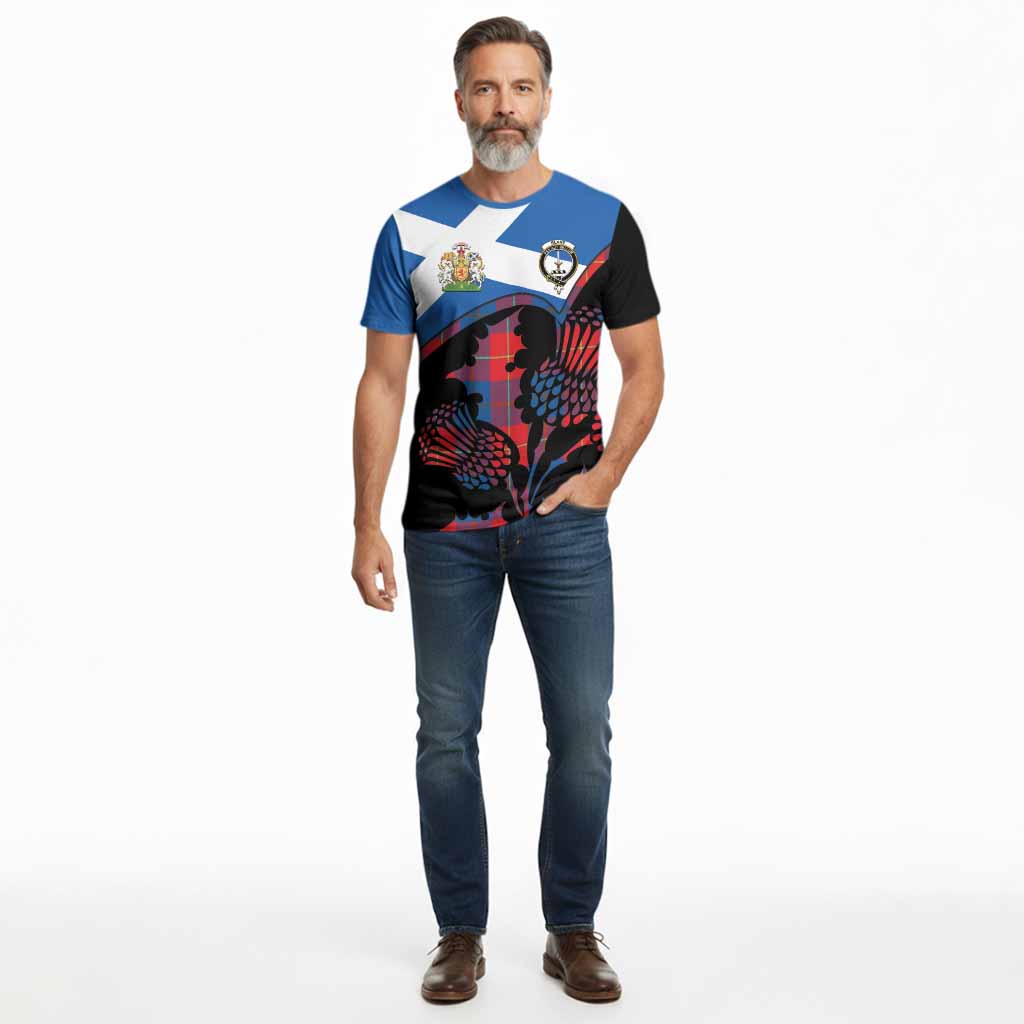 Blane Tartan Family Crest Cotton T-shirt Scotland Thistle Floral Flag Style
