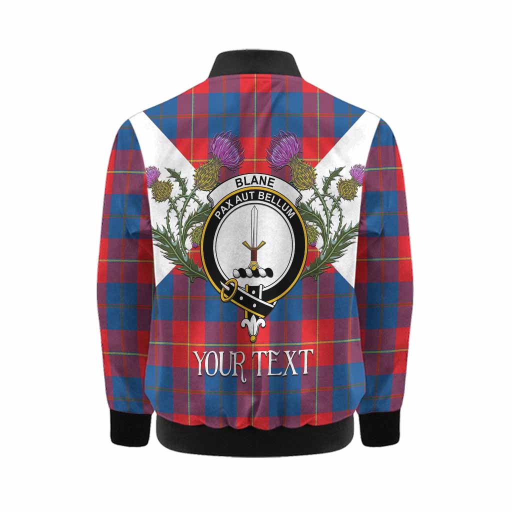 Blane Tartan Family Crest Kid Bomber Jacket Scottish Burns Night Thistle Floral