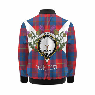 Blane Tartan Family Crest Kid Bomber Jacket Scottish Burns Night Thistle Floral