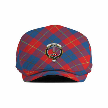 Blane Tartan Flat Cap, Jeff Cap Cross Style with Family Crest