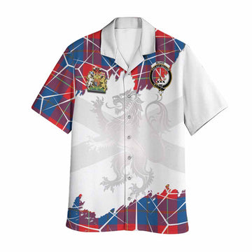 Blane Tartan Hawaiian Shirt with Family Crest and Lion Rampant Grunge Style