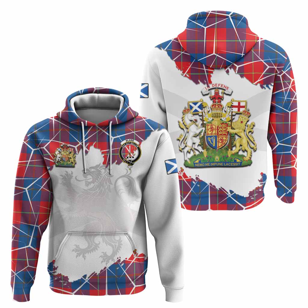 Blane Tartan Hoodie with Family Crest and Lion Rampant Grunge Style