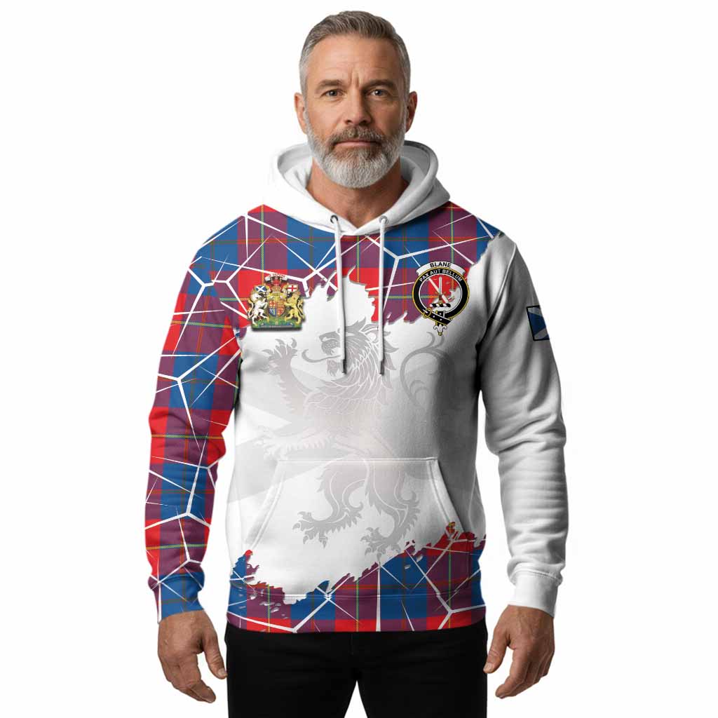 Blane Tartan Hoodie with Family Crest and Lion Rampant Grunge Style