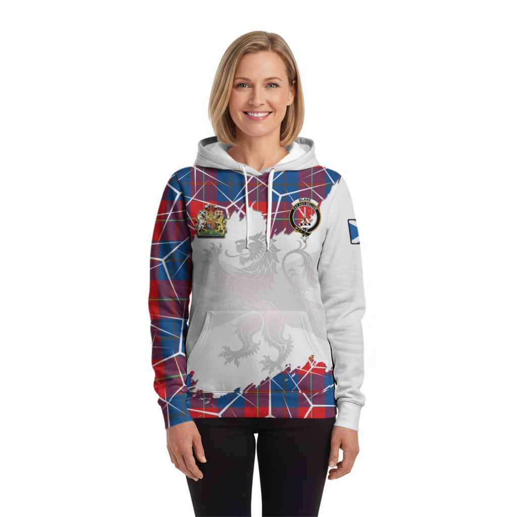Blane Tartan Hoodie with Family Crest and Lion Rampant Grunge Style
