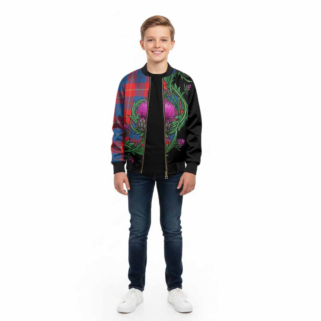 Blane Tartan Kid Bomber Jacket Resilient Scottish Thistle - Tartan Vibes Clothing