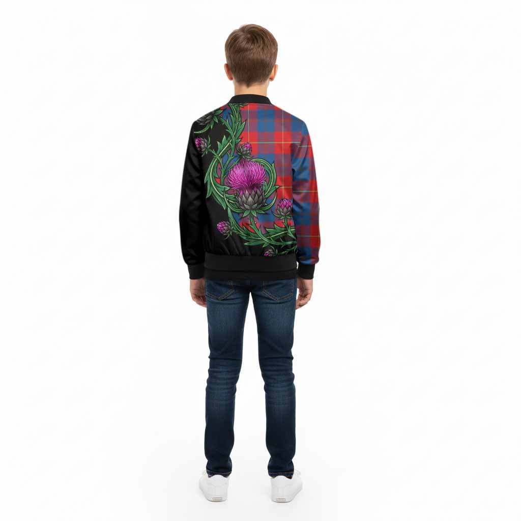 Blane Tartan Kid Bomber Jacket Resilient Scottish Thistle - Tartan Vibes Clothing