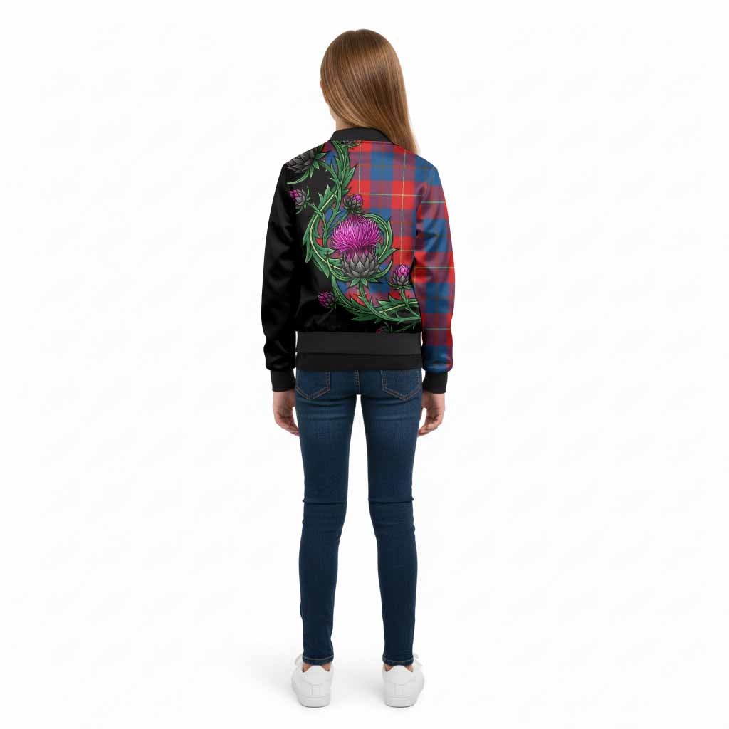 Blane Tartan Kid Bomber Jacket Resilient Scottish Thistle - Tartan Vibes Clothing