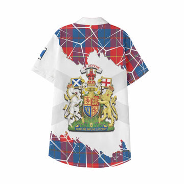 Blane Tartan Kid Hawaiian Shirt with Family Crest and Lion Rampant Grunge Style