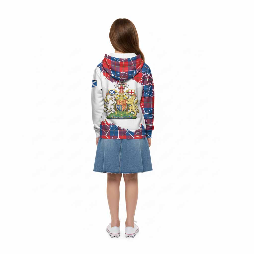 Blane Tartan Kid Hoodie with Family Crest and Lion Rampant Grunge Style