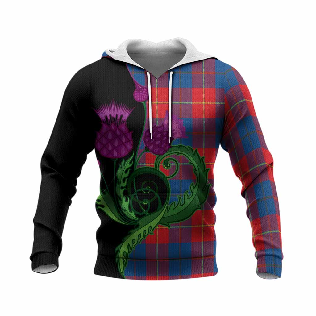 Blane Tartan Knitted Hoodie Traditional Scottish Thistle