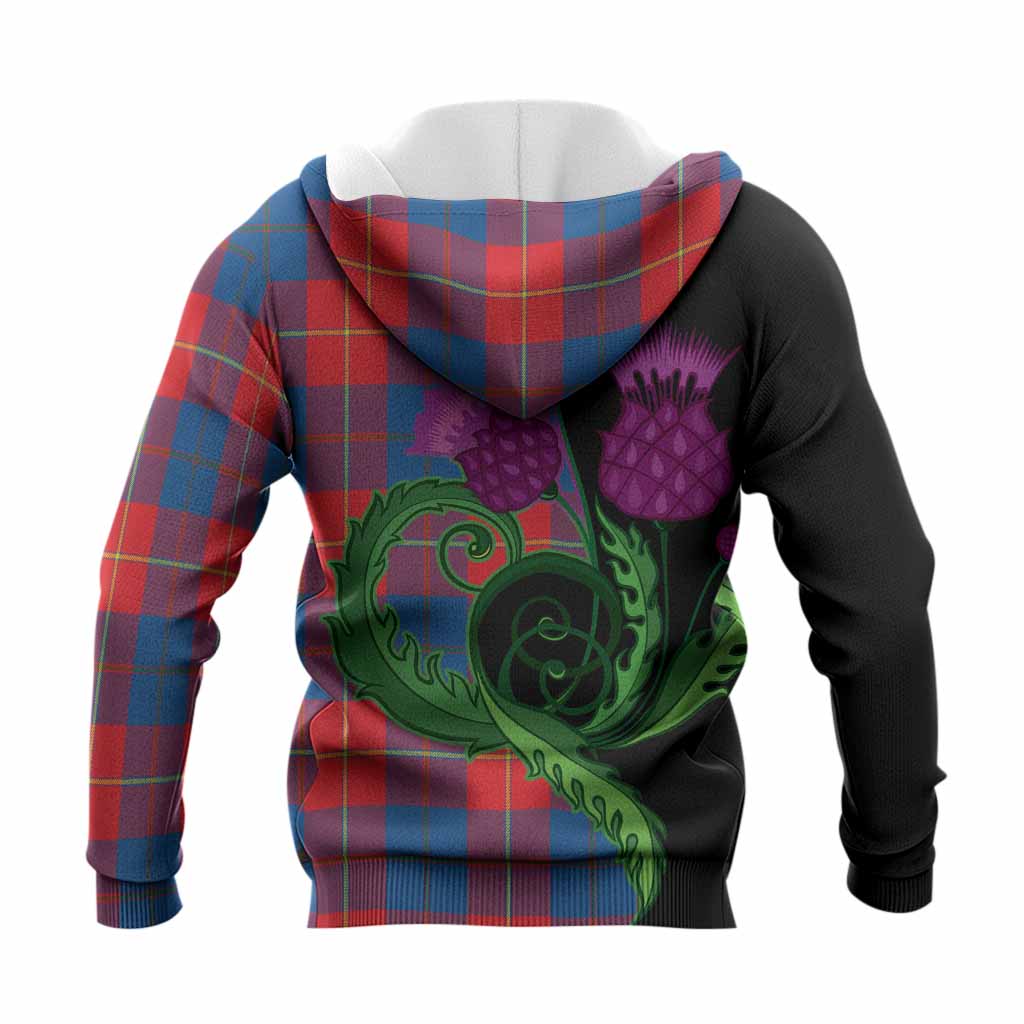 Blane Tartan Knitted Hoodie Traditional Scottish Thistle