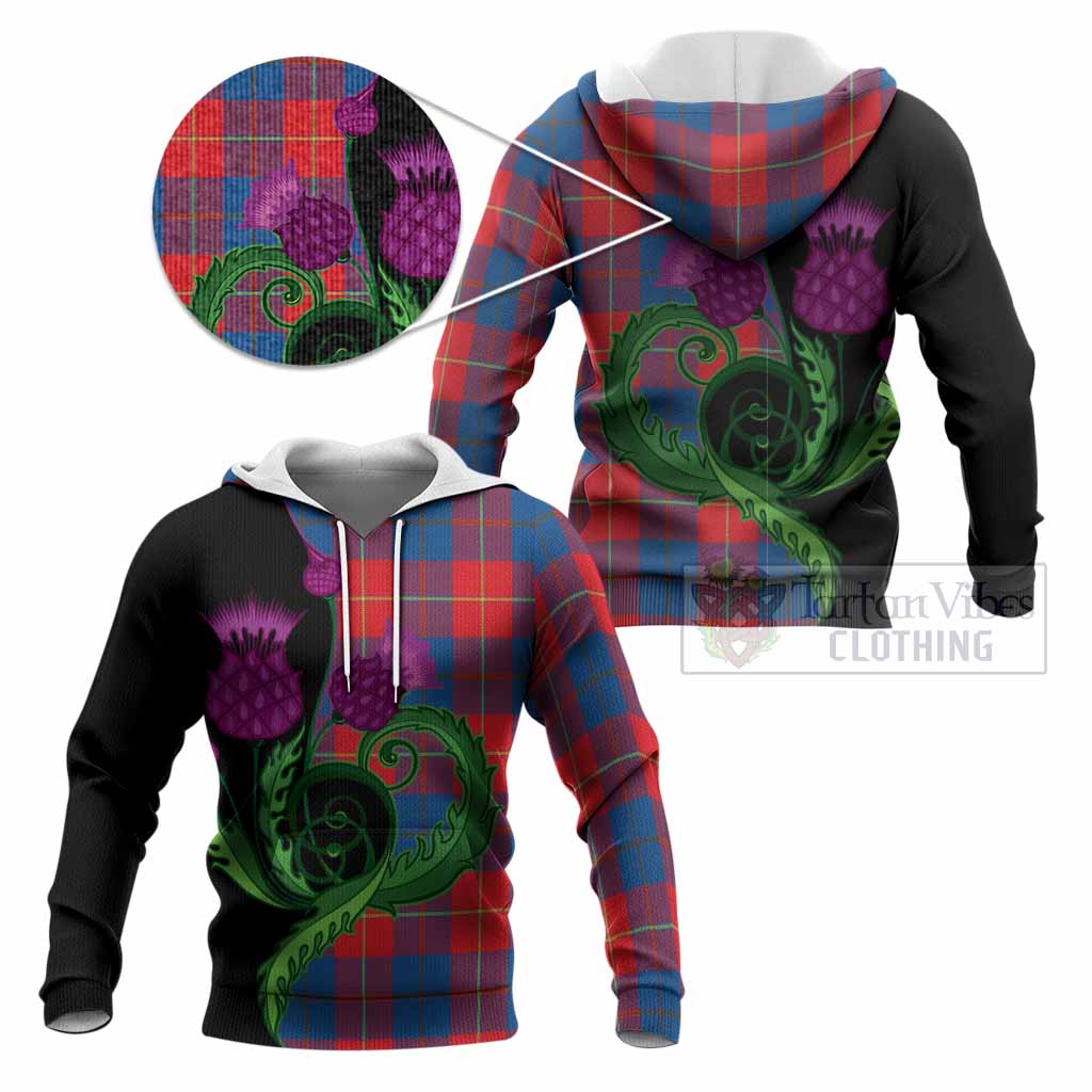Blane Tartan Knitted Hoodie Traditional Scottish Thistle