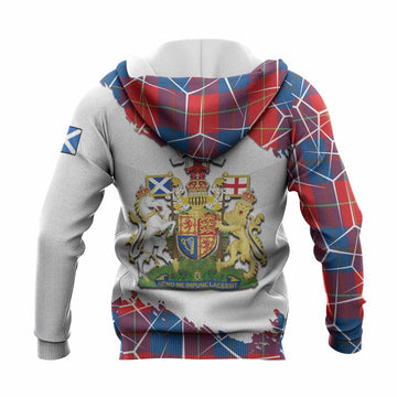 Blane Tartan Knitted Hoodie with Family Crest and Lion Rampant Grunge Style