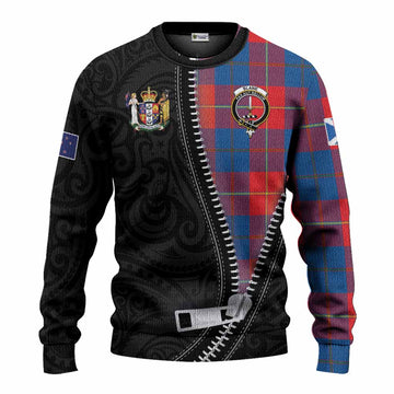 Blane Tartan Knitted Sweater New Zealand Pattern Unique Zipper Stylized