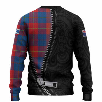 Blane Tartan Knitted Sweater New Zealand Pattern Unique Zipper Stylized