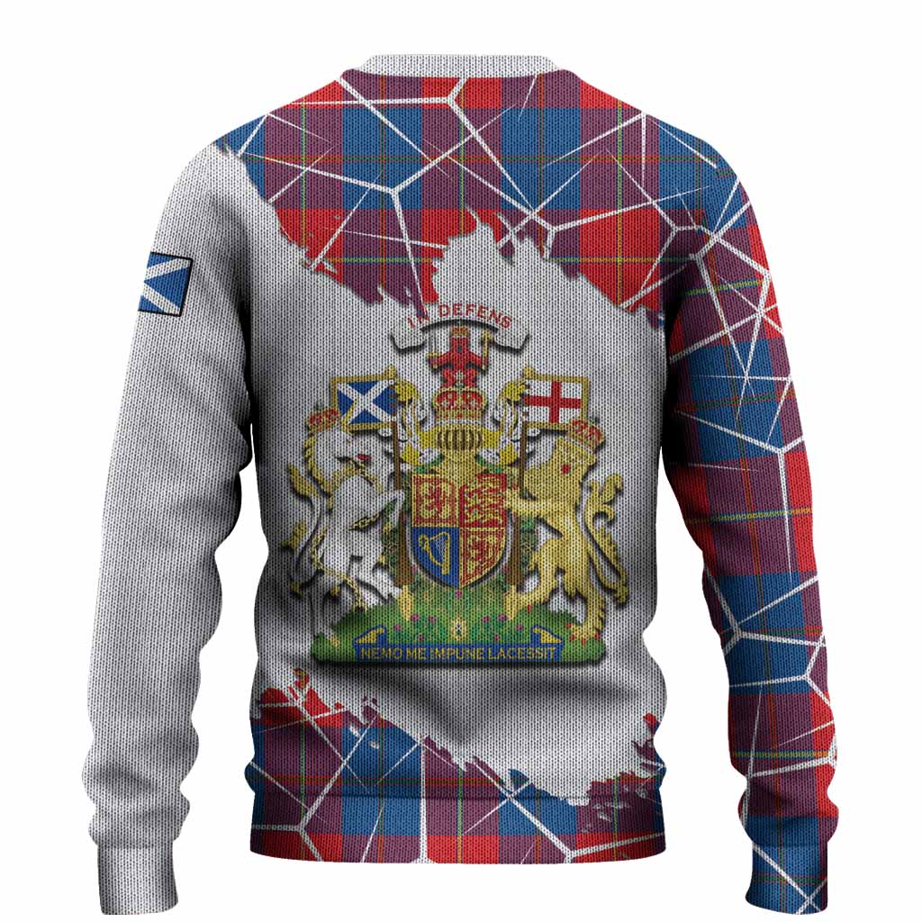 Blane Tartan Knitted Sweater with Family Crest and Lion Rampant Grunge Style