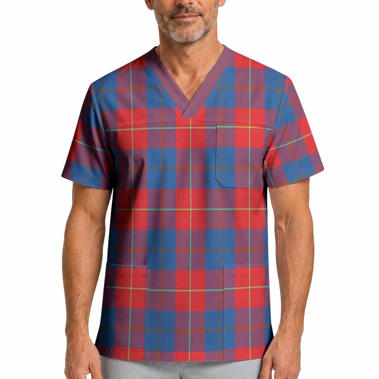 Blane Tartan Scrub Top XL - Tartan Vibes Clothing