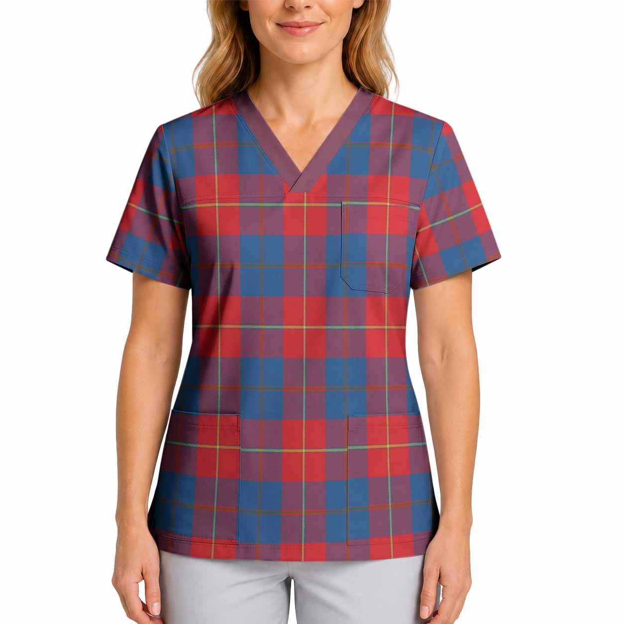Blane Tartan Scrub Top 4XL - Tartan Vibes Clothing