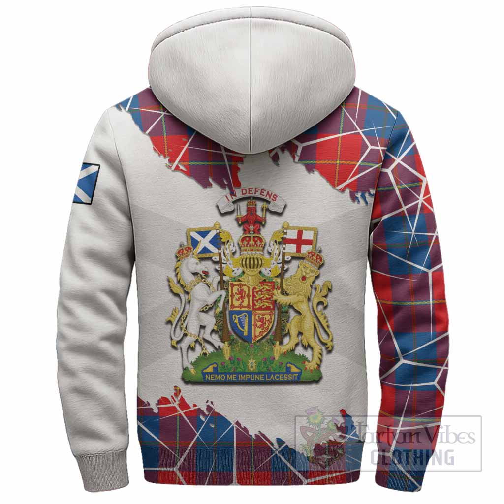 Blane Tartan Sherpa Hoodie with Family Crest and Lion Rampant Grunge Style