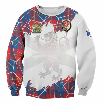 Blane Tartan Sweatshirt with Family Crest and Lion Rampant Grunge Style