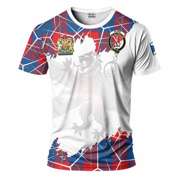 Blane Tartan T-Shirt with Family Crest and Lion Rampant Grunge Style