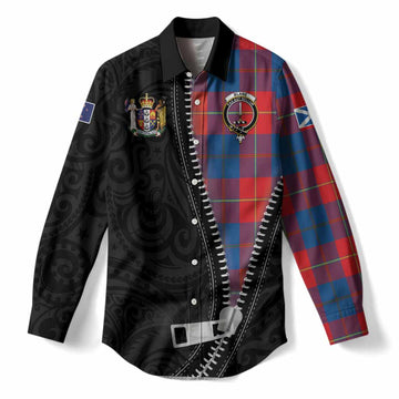 Blane Tartan Women Casual Shirt New Zealand Pattern Unique Zipper Stylized
