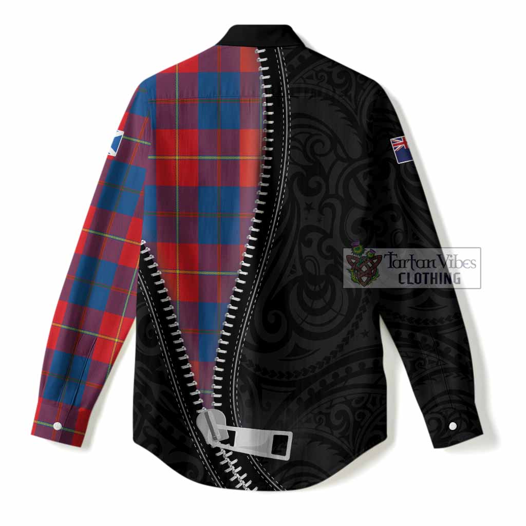 Blane Tartan Women Casual Shirt New Zealand Pattern Unique Zipper Stylized