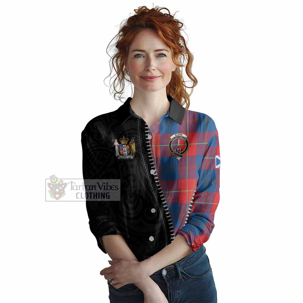 Blane Tartan Women Casual Shirt New Zealand Pattern Unique Zipper Stylized