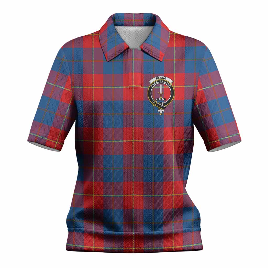 Blane Tartan Women’s Polo Sweater Top with Family Crest